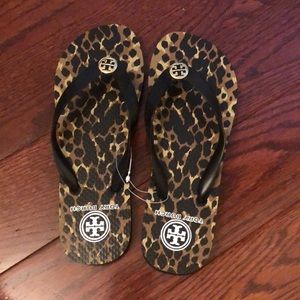 Tory Burch Leopard Flip Flops